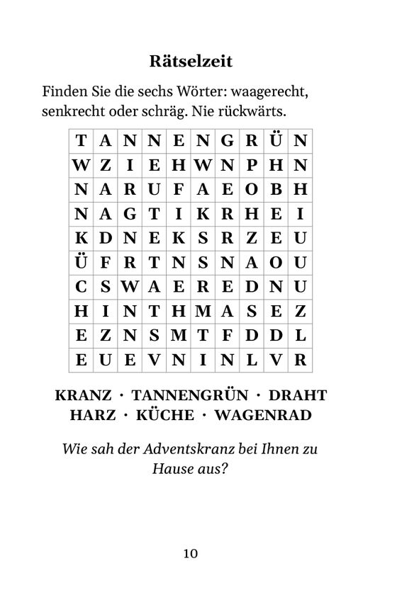 Buchseite 10: Das Rätsel dazu