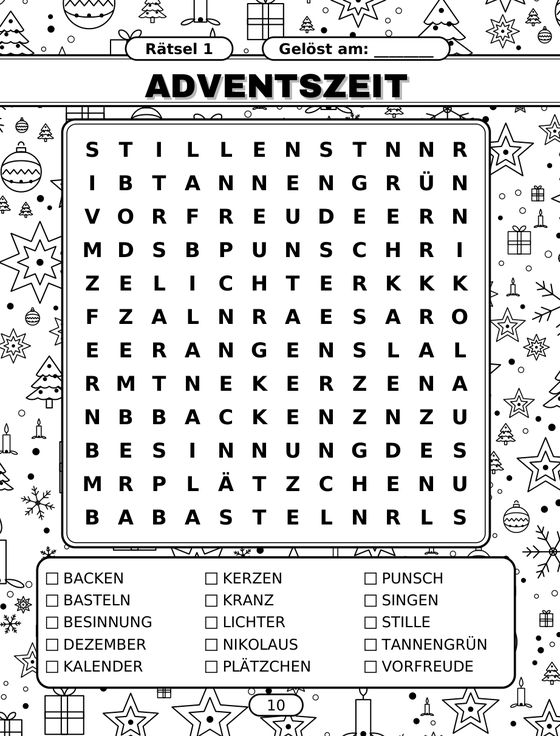 Buchseite 10: Rätsel 1: Adventszeit