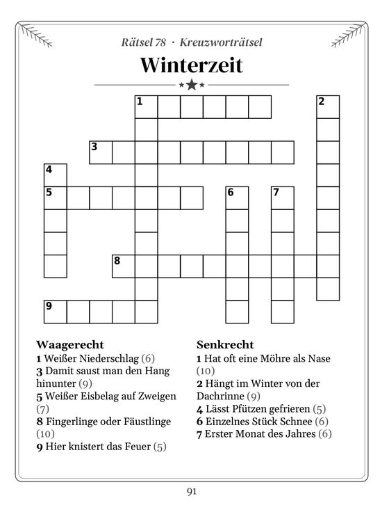 Buchseite 91: Kreuzworträtsel